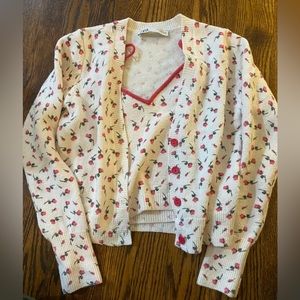 Zara matching flower cardigan and tank top NWOT both size Small